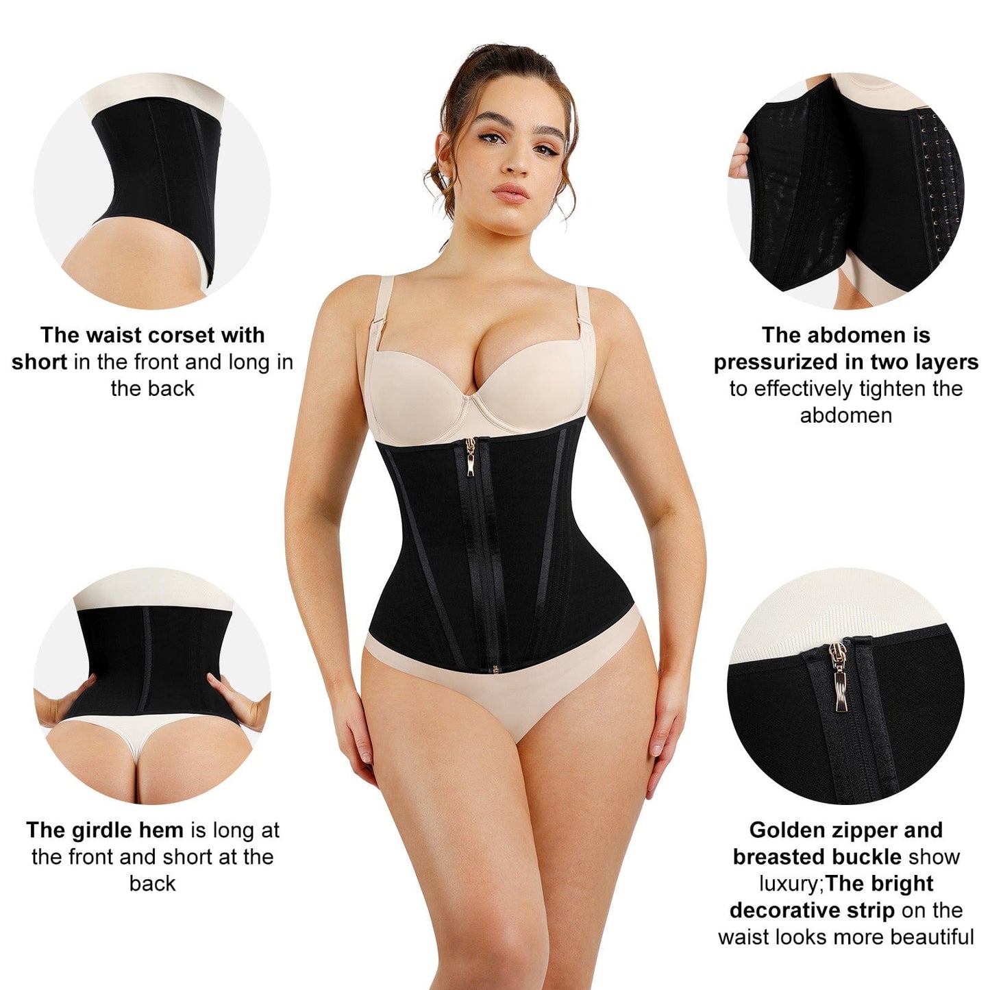 Black Double Compression Waist Trainer