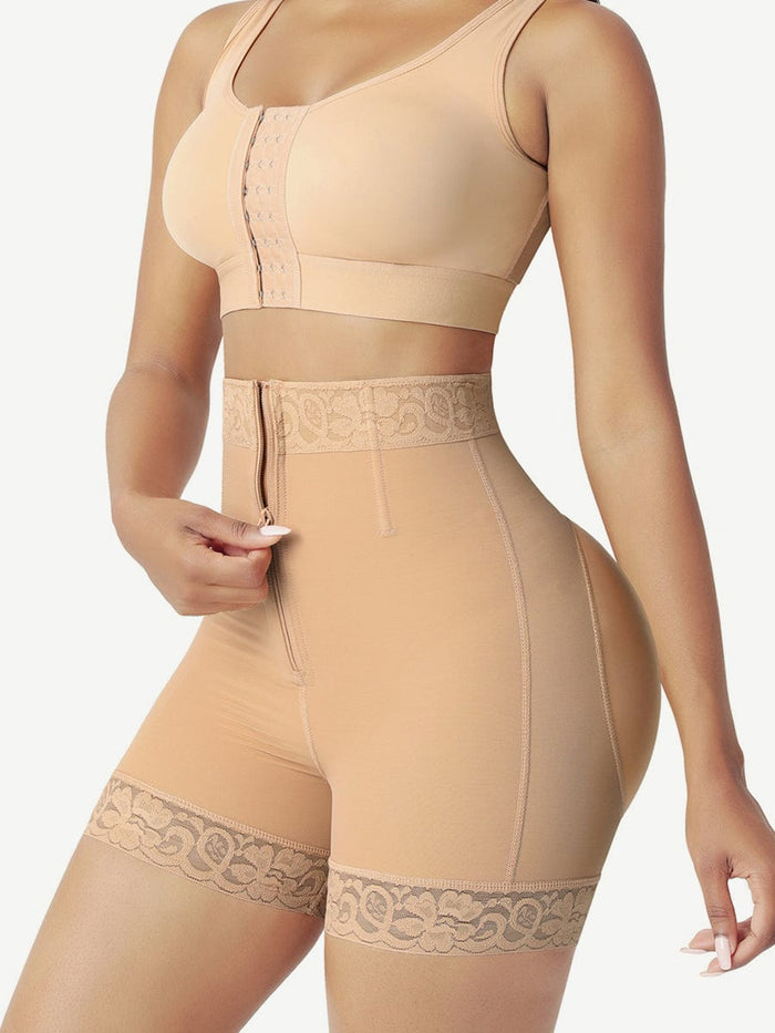 High-Waisted Zip-Up Body Shaper Shorts