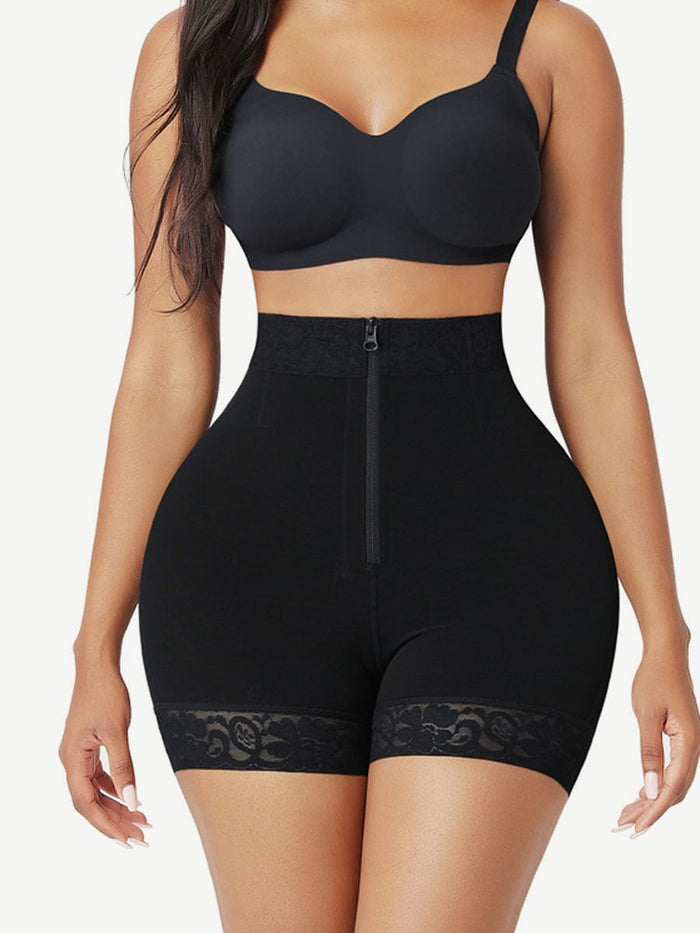 High-Waisted Zip-Up Body Shaper Shorts