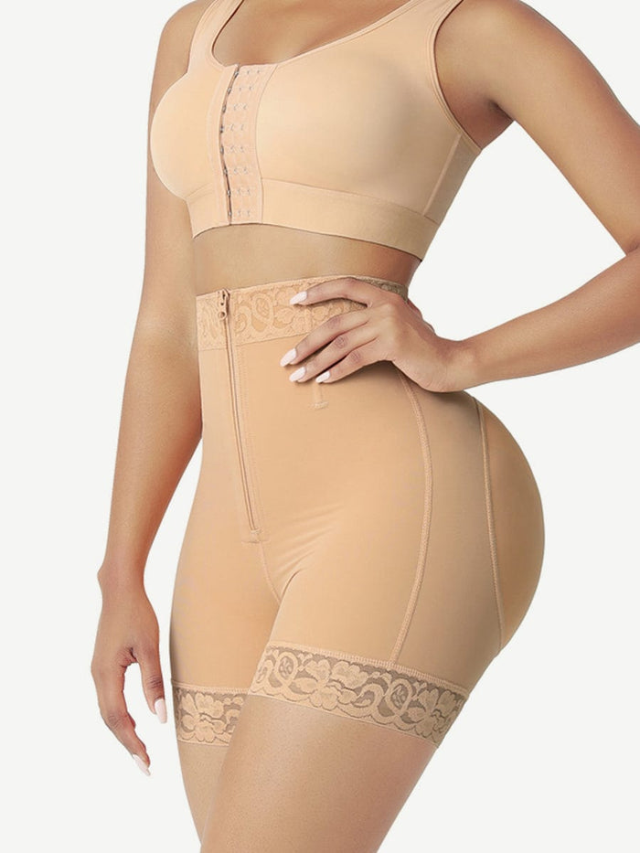 High-Waisted Zip-Up Body Shaper Shorts
