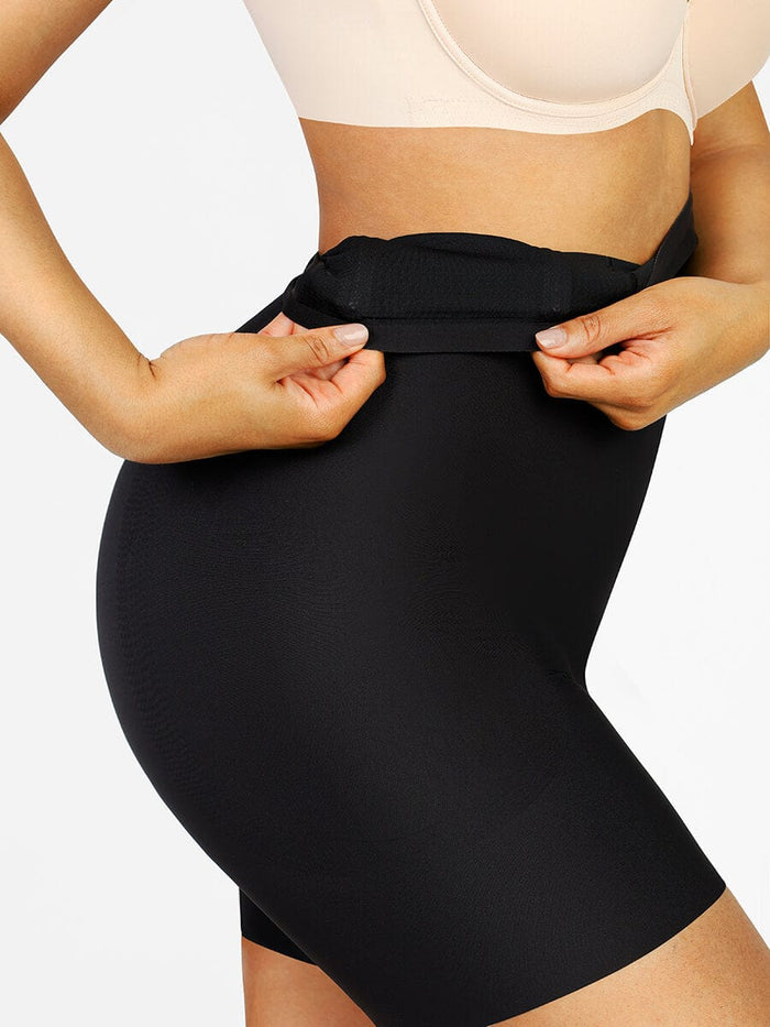 Black High-Waist Air Slim Butt Lifter Shorts – Seamless Shaper with Hip Pads