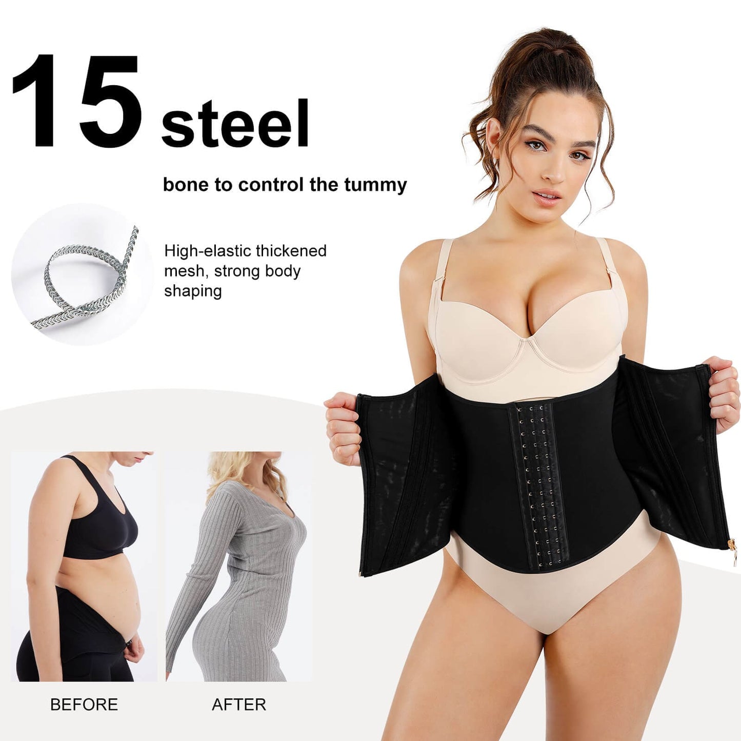 Black Double Compression Waist Trainer