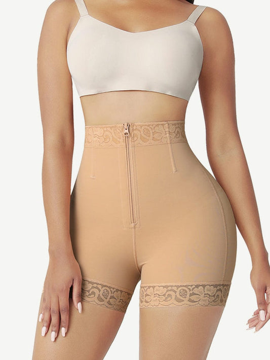 High-Waisted Zip-Up Body Shaper Shorts