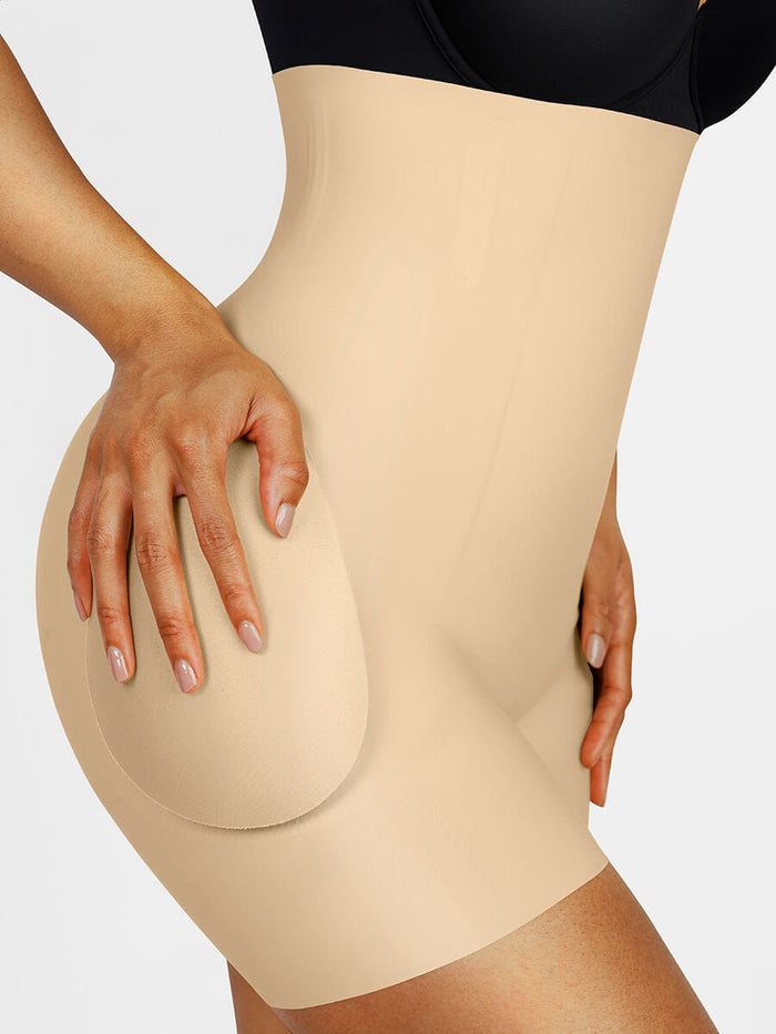 Nude High-Waist Air Slim Butt Lifter Shorts – Seamless Shaper with Hip Pads